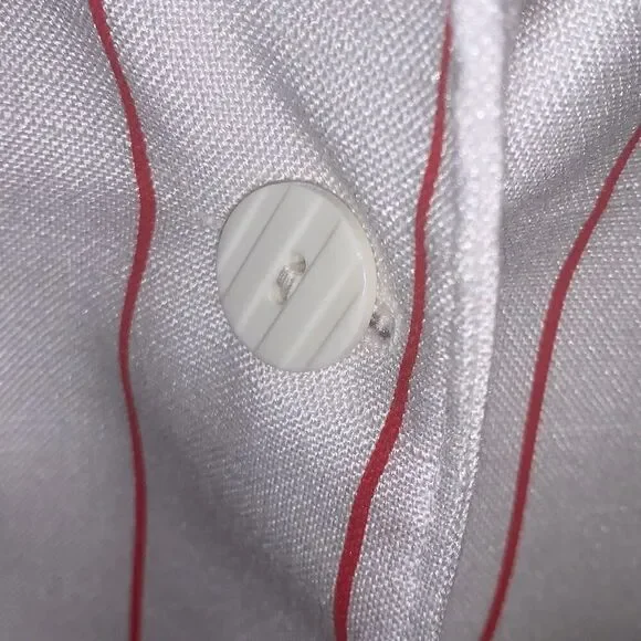 Vintage Tan Jay White Cherry Red Striped Blazer Jacket Women’s Size 18 - Picture 9 of 13